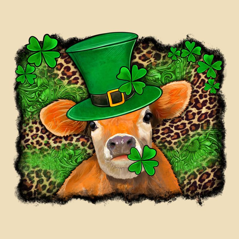 St Patricks Orange Cow With Leopard Background Premium Hoodie by Jasminsmagicworld | Teevron
