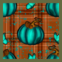 Turquoise Pumpkin Plaid Seamless Pattern Long Sleeve Tee | Teevron