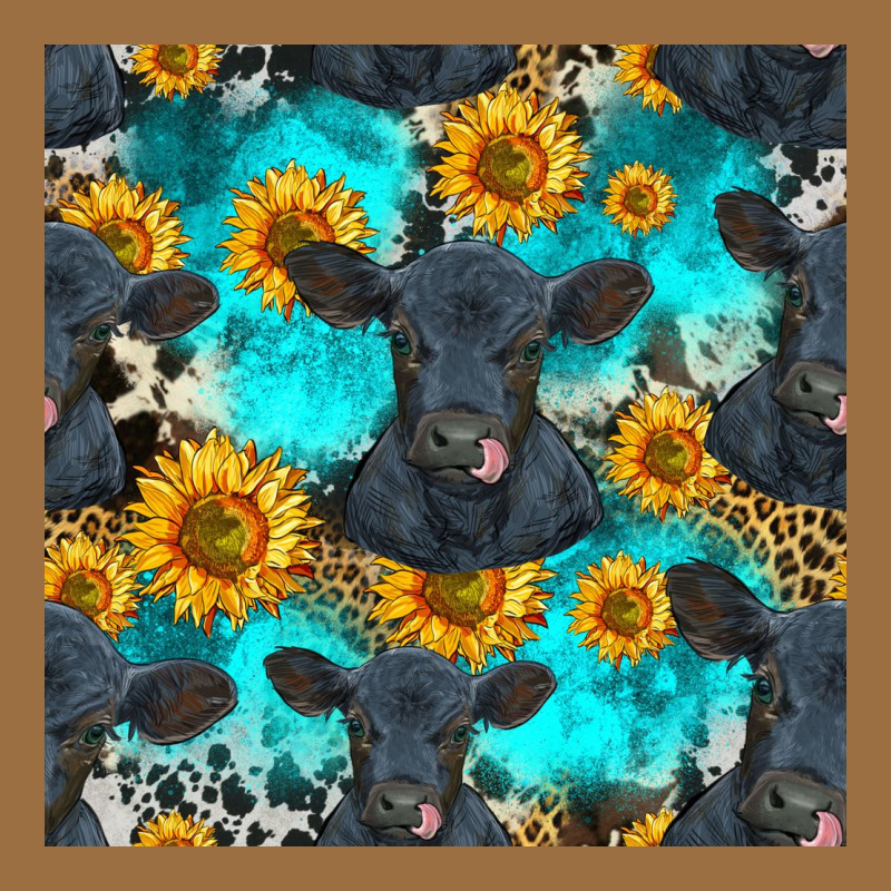 Black Angus And Sunflowers Seamless Pattern Vintage Tee by HRA Design Shop | Teevron