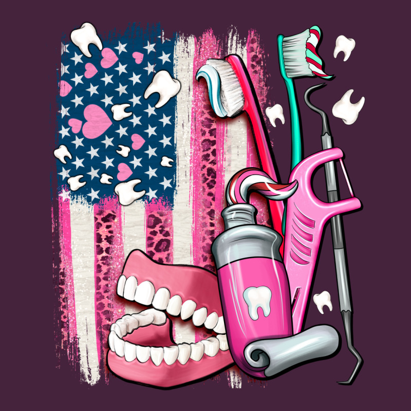 American Flag And Dental Elements With Teeth Long Sleeve Tee by AdoDesignShop | Teevron