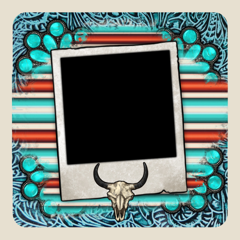 Gemstone Turquoise Serape Custom Photo Frame Coaster Urban Heavy Tee by BarkalooDesign | Teevron