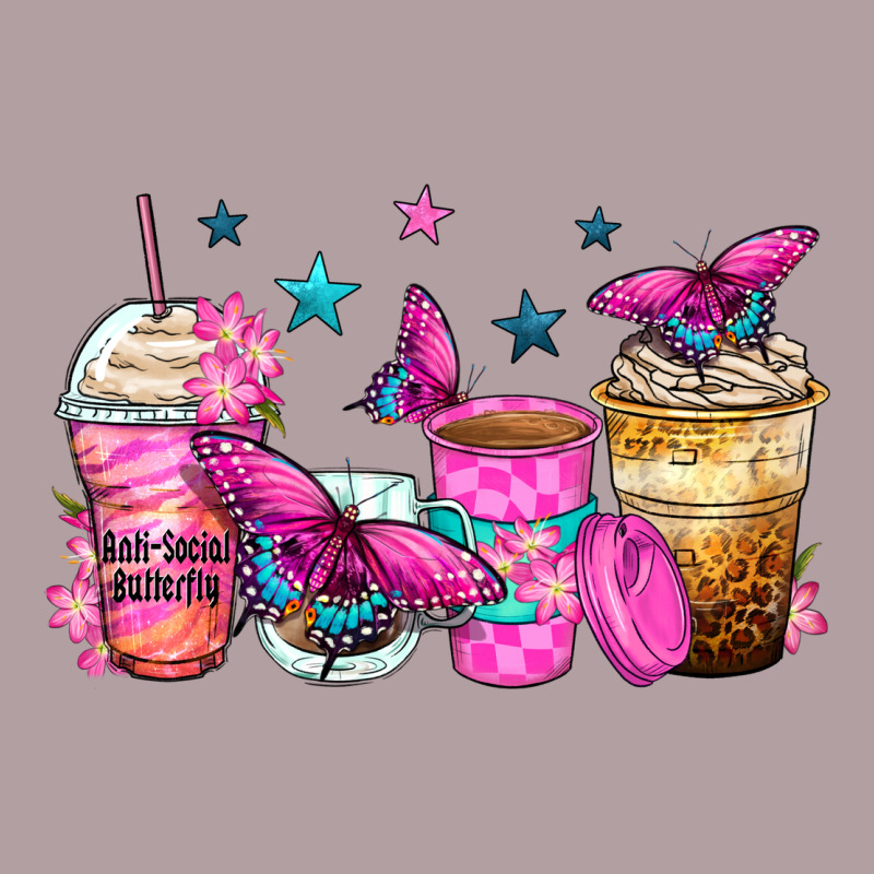 Antisocial Butterfly Coffee Cups Vintage Hoodie by Zillion Design Studio | Teevron