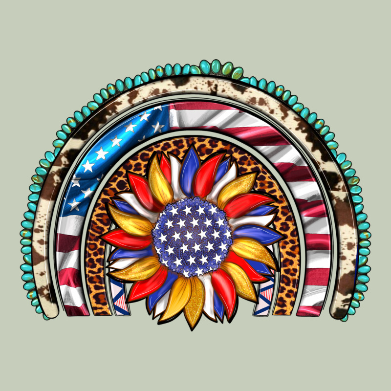 Sunflower American Flag Leopard Gemstone Cowhide Rainbow Long Sleeve Tee by Artiststas | Teevron