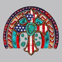 Gemstone Cross American Flag Turquoise Rainbow Long Sleeve Tee | Teevron