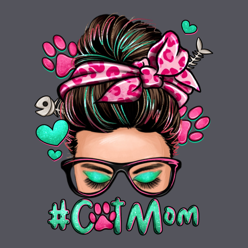 Cat Mom Messy Bun Vintage Hoodie by Zillion Design Studio | Teevron