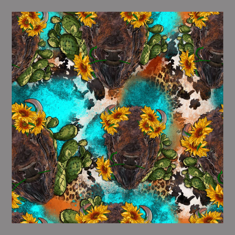 Western Bison And Sunflowers Seamless Pattern Vintage Tee by HRA Design Shop | Teevron