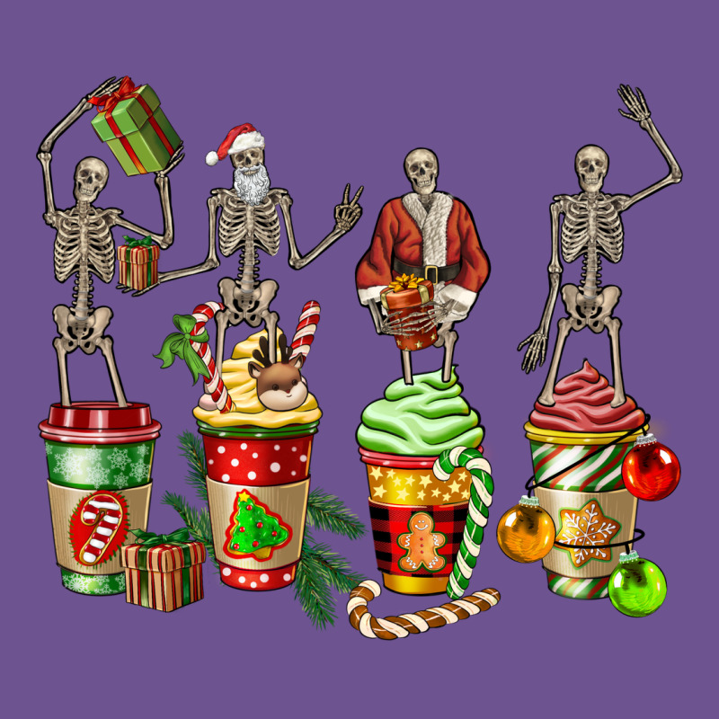 Christmas Skeleton Coffee Cups Vintage Tee by FaDigitalArtStudio | Teevron
