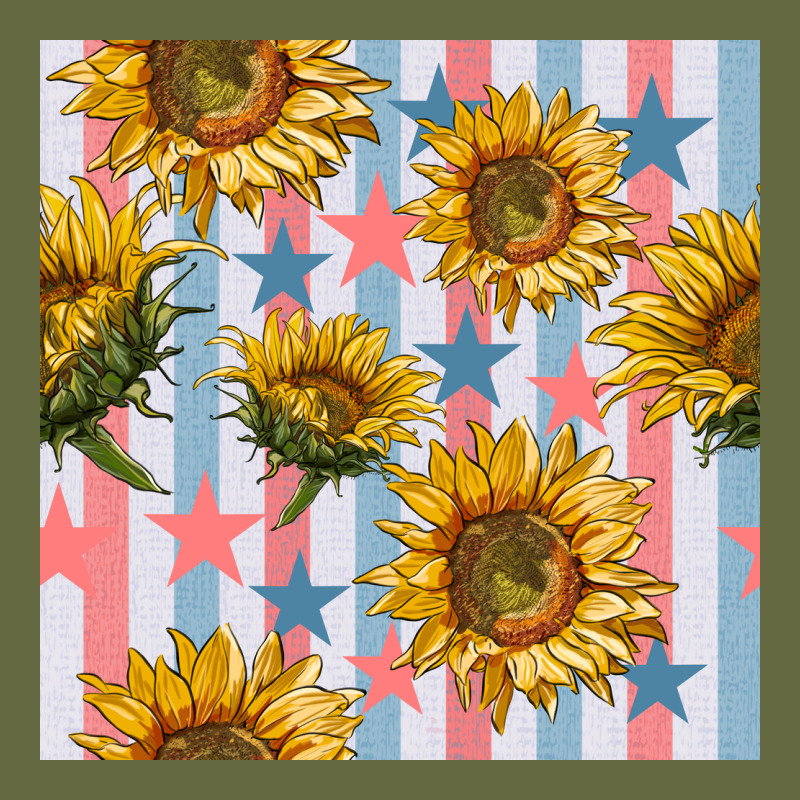 Patriotic Sunflowers Stripes And Stars Seamless Patrern Long Sleeve Tee by BundleAndBundleShop | Teevron