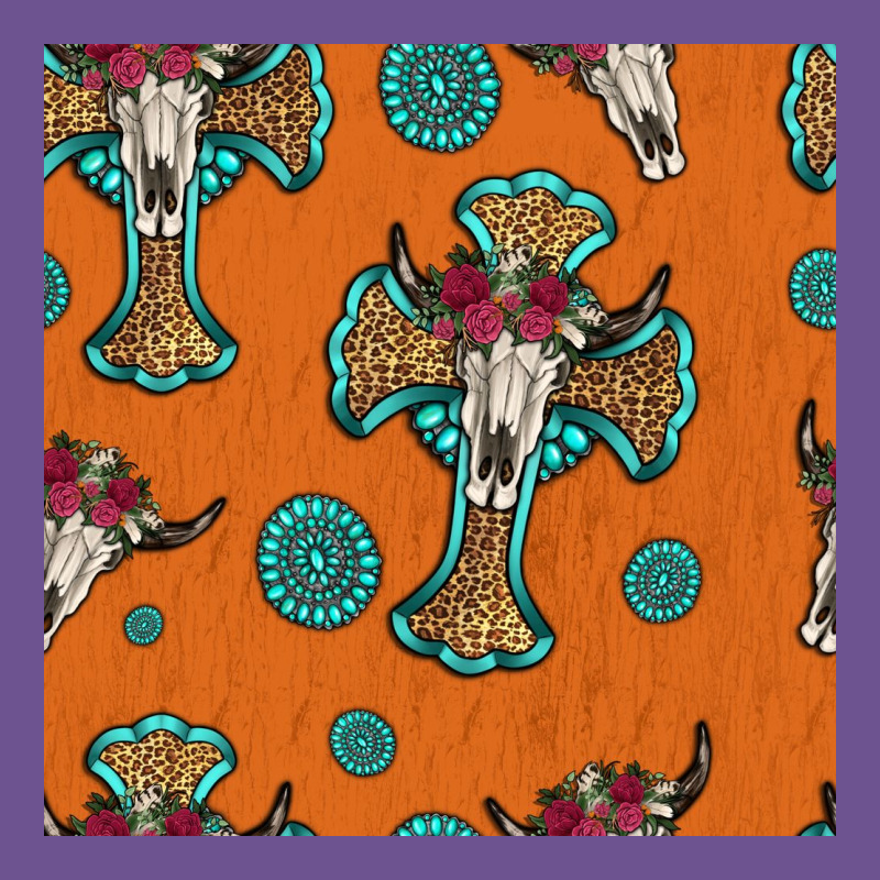 Western Cross And Bull Skull Seamless Pattern Vintage Tee by HRA Design Shop | Teevron