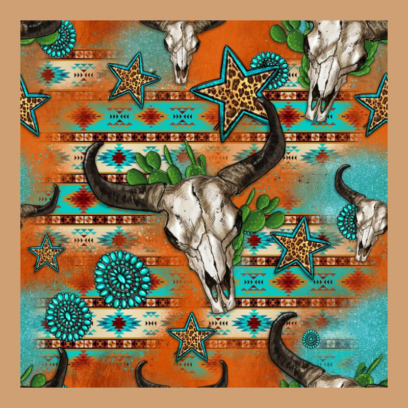 Western Bull Skull Seamless Pattern Vintage Tee by HRA Design Shop | Teevron