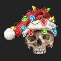 Christmas Skull With Santa Hat Vintage Tee | Teevron