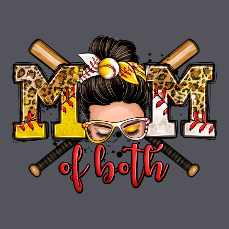 Mom Of Both Baseball And Softball Messy Bun Vintage Hoodie by Zillion Design Studio | Teevron