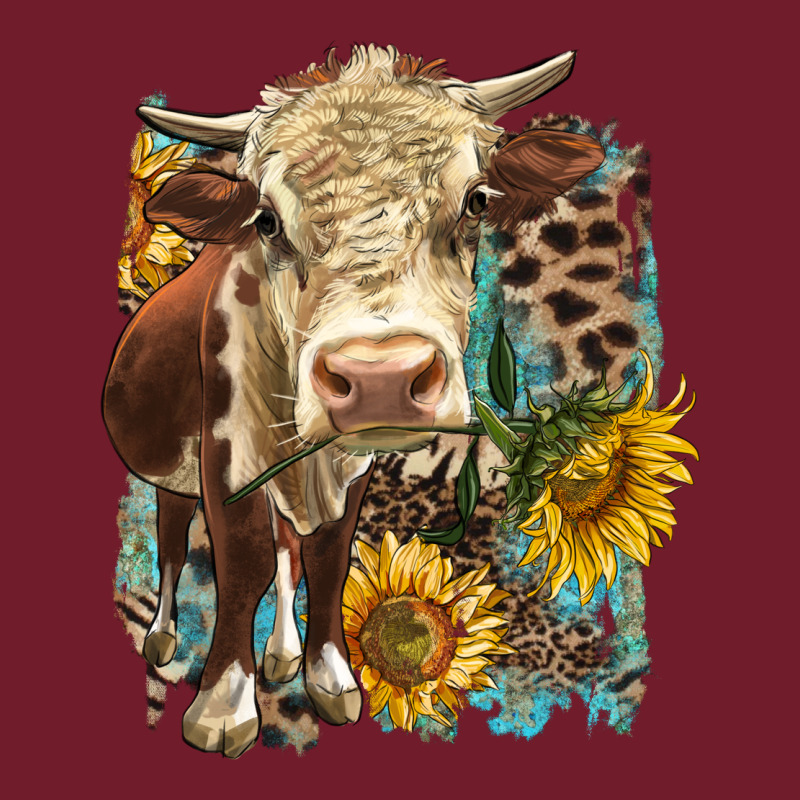 Hereford Heifer With Sunflower And Leopard Zipper Hoodie by LillyAllenDesigns | Teevron