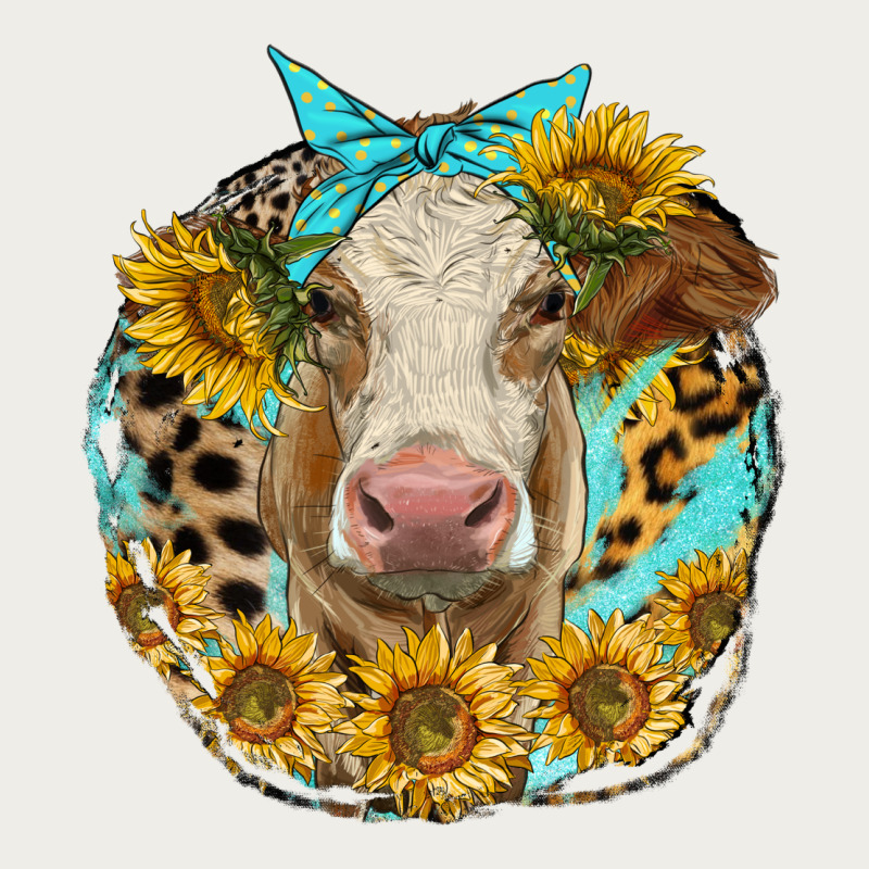 Simmental Heifer With Sunflowers And Leopard Zipper Hoodie by LillyAllenDesigns | Teevron