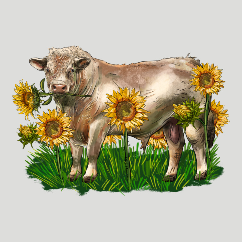 Charolais Bull With Sunflowers Zipper Hoodie by LillyAllenDesigns | Teevron
