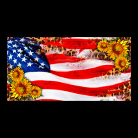 Usa Flag And Sunflower License Plate Heavyweight Sweatshirt | Teevron