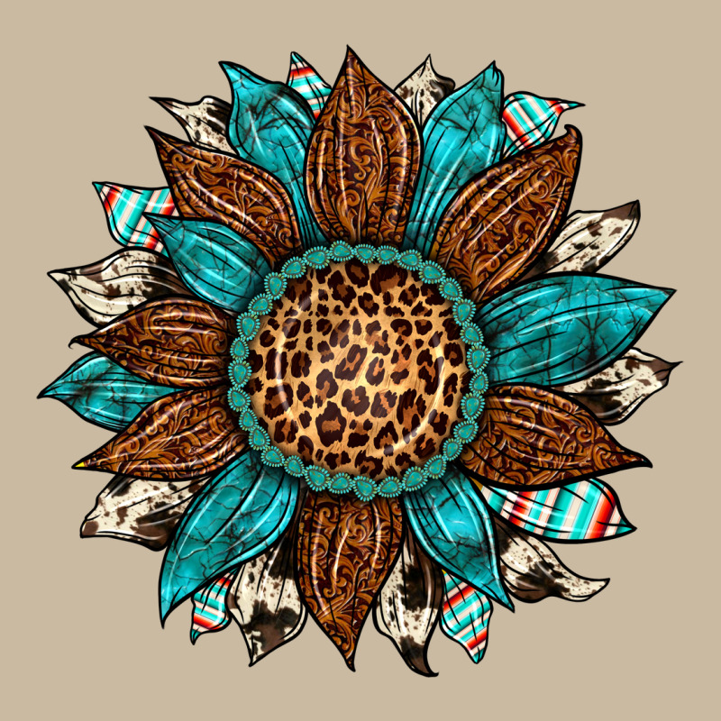 Gemstone Cowhide Leopard Turquoise Sunflower Long Sleeve Tee by Artiststas | Teevron