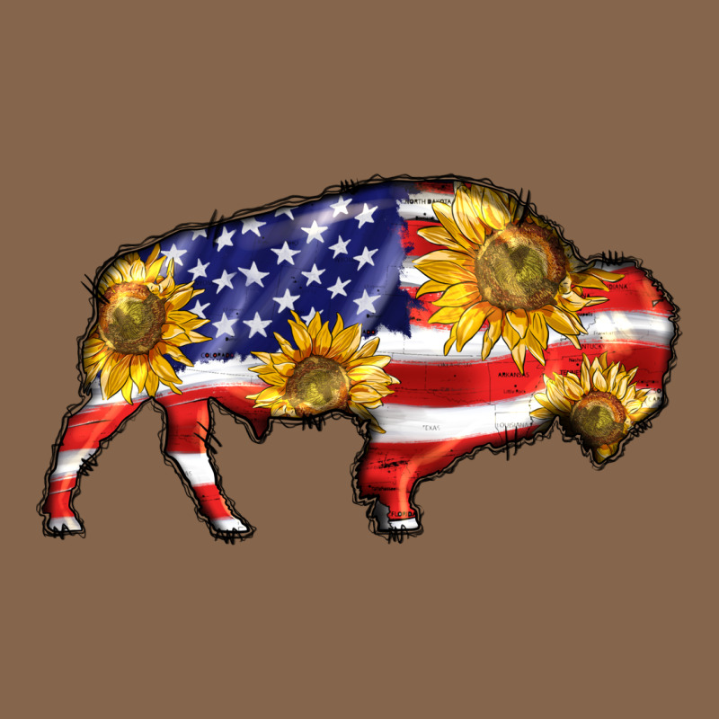 Bison Amerıcan Flag Premium Tee by BarkalooDesign | Teevron