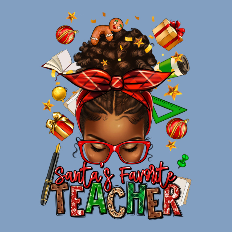 Santa's Favorite Teacher Afro Messy Bun Urban Hoodie by texasbilliewilder | Teevron