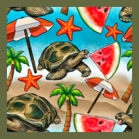 Tortoise Watermelon Beach Seamless Pattern Long Sleeve Tee | Teevron