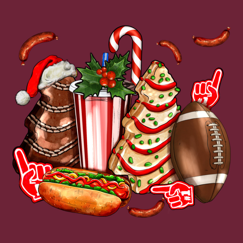 Christmas Tree Cake American Football  Ball And Hot Dogs Ado Long Sleeve Tee by AdoDesignShop | Teevron