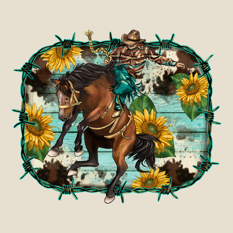 Western Rodeo Horse Cowhide Sunflowers Urban Heavy Tee by BarkalooDesign | Teevron