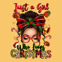 Just A Girl Who Loves Christmas Afro Messy Bun Vintage Hoodie | Teevron