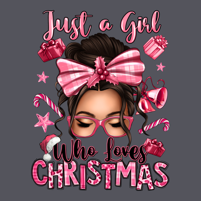 Just A Girl Who Loves Pink Christmas Messy Bun Vintage Hoodie by texasbilliewilder | Teevron