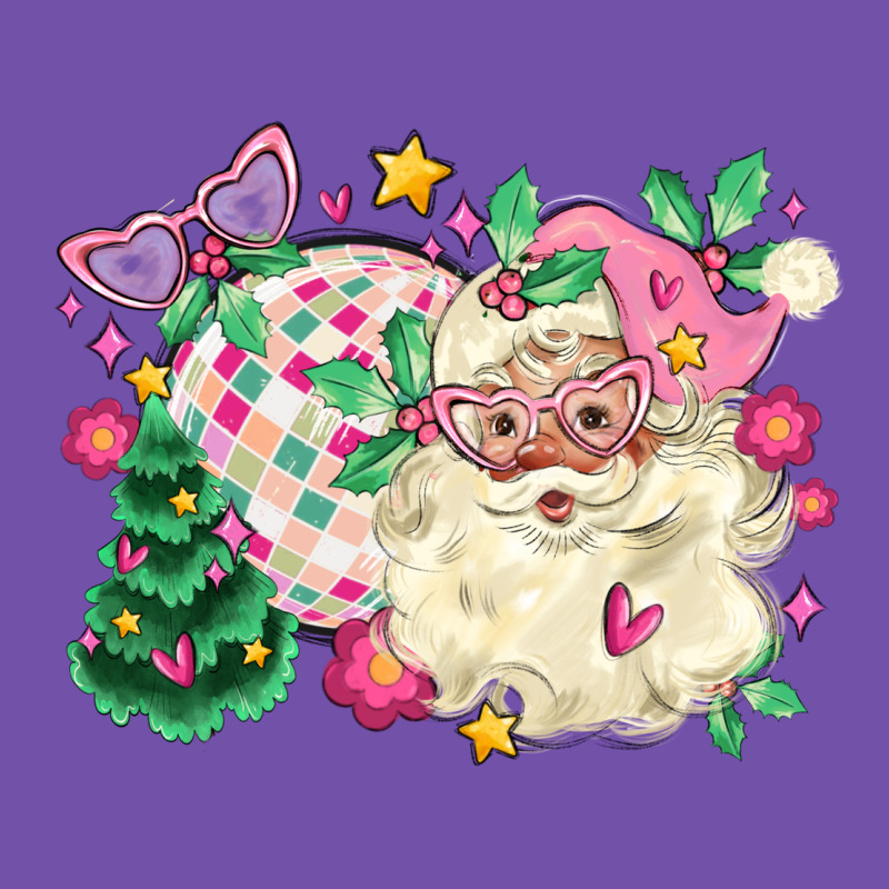Pink Santa And Disco Ball With Christmas Tree Premium Sweatshirt by MaliasSmallBusiness | Teevron