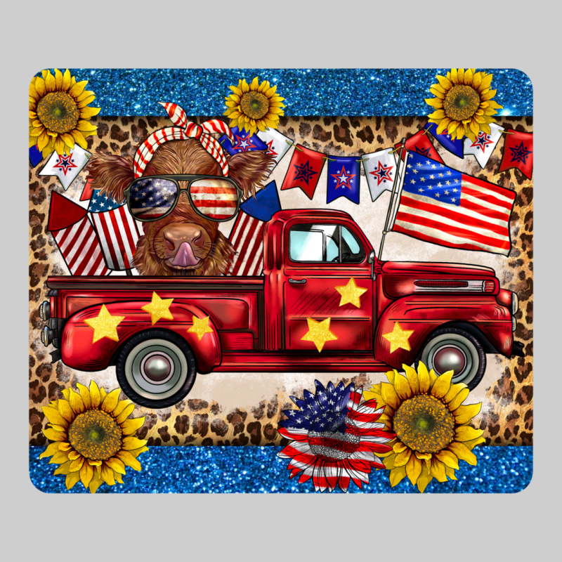 4th Of July Truck Cow Mousepad Premium Tee by BarkalooDesign | Teevron