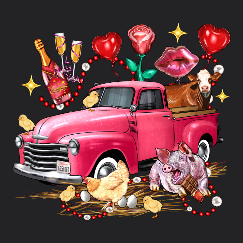 Valentine's Day Truck Farm Animals Vintage Tee by FaDigitalArtStudio | Teevron