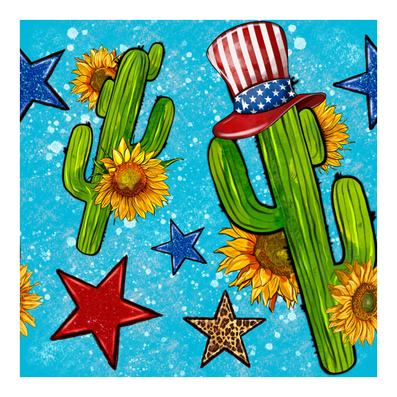 4th Of July Cacti Seamless Pattern Long Sleeve Tee by BundleAndBundleShop | Teevron