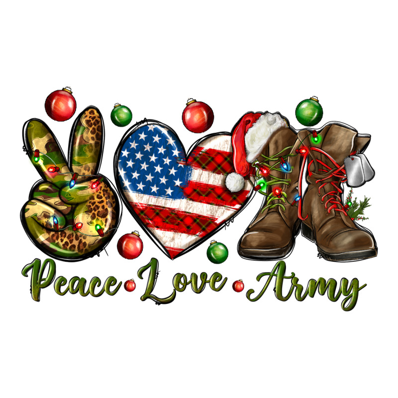 Peace Love Army Christmas Heavyweight Hoodie by NancyCooperArtShop | Teevron