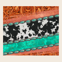 Western Turquoise Gemstone Cowhide  Leather Tumbler Zipper Hoodie | Teevron