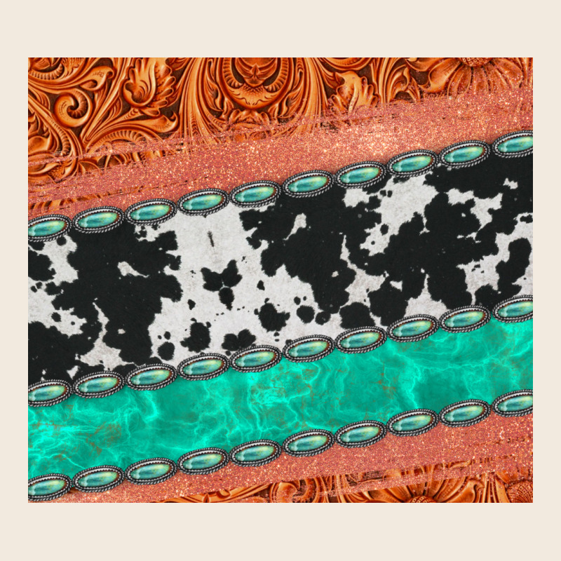 Western Turquoise Gemstone Cowhide  Leather Tumbler Zipper Hoodie by Jasminsmagicworld | Teevron