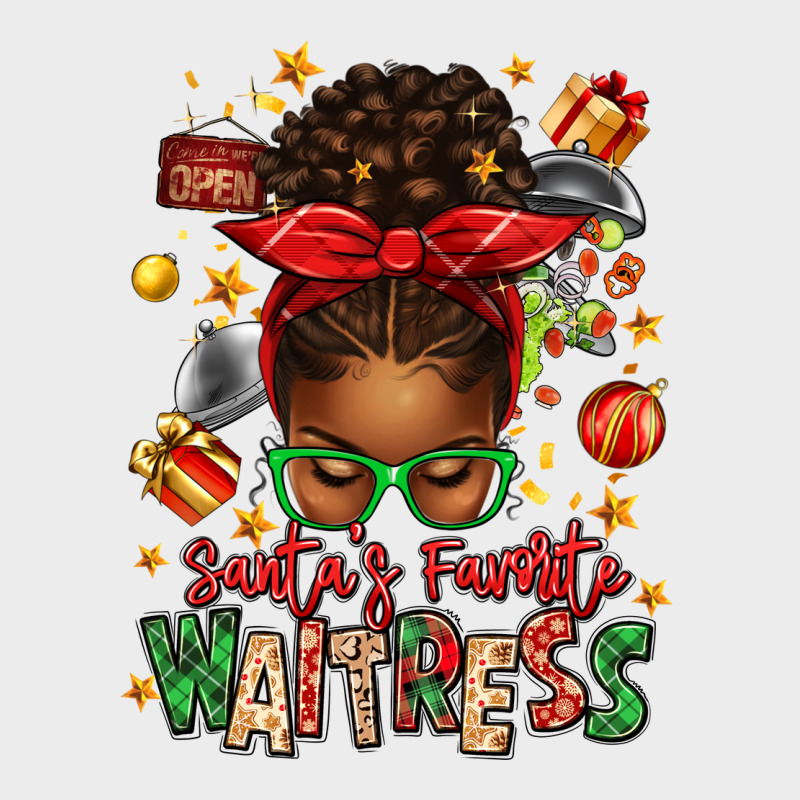 Santa's Favorite Waitress Messy Bun Urban Hoodie by texasbilliewilder | Teevron