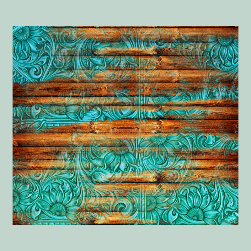 Turquoise  Leather And Wooden Pattern Tumbler Zipper Hoodie by Jasminsmagicworld | Teevron