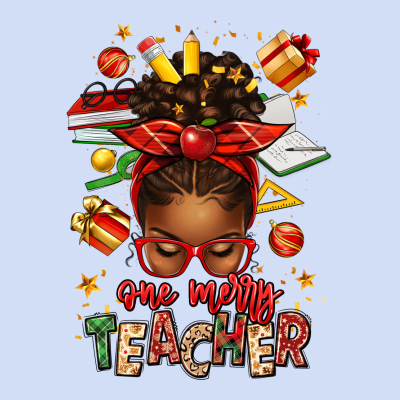 One Merry Teacher Afro Messy Bun Urban Hoodie by texasbilliewilder | Teevron