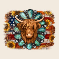 American Flag Sunflowers Highland Cow Turquoise Background Zipper Hoodie | Teevron