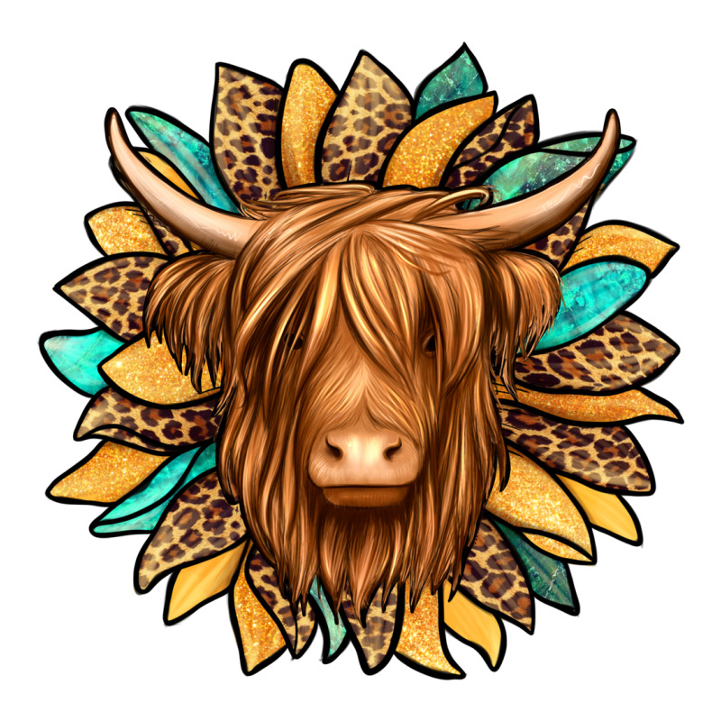 Highland Cow Turquoise Sunflower Zipper Hoodie by Jasminsmagicworld | Teevron