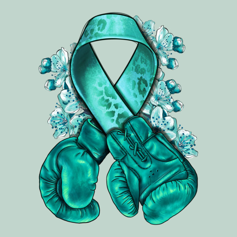 Teal Ribbon With Boxing Gloves Zipper Hoodie by NancyCooperArtShop | Teevron