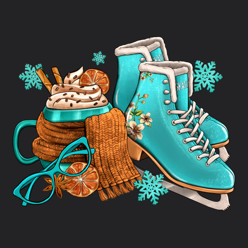Winter Ice Skating Boots And Coffee Vintage Tee by FaDigitalArtStudio | Teevron
