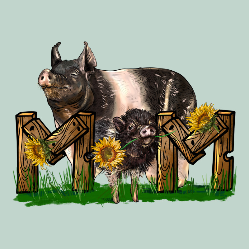 Western Mom With Hampshire Pig And Baby Pig Zipper Hoodie by LillyAllenDesigns | Teevron