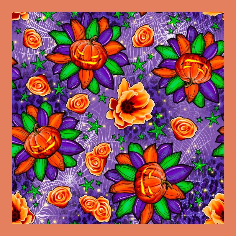 Pumpkin Flower Halloween Seamless Pattern Classic Tee by BundleAndBundleShop | Teevron