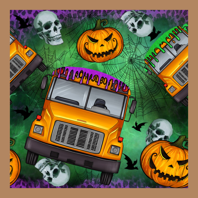 Halloween Bus And Pumpkin Seamless Pattern Long Sleeve Tee by BundleAndBundleShop | Teevron