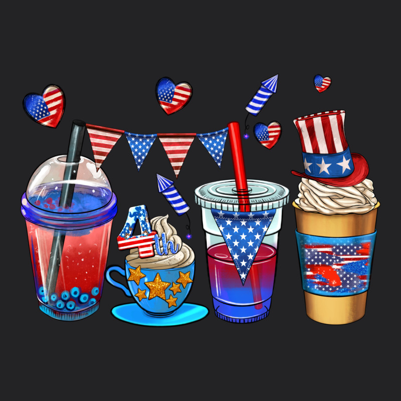 4th Of July Coffee Cups Vintage Tee by AdoDesignShop | Teevron