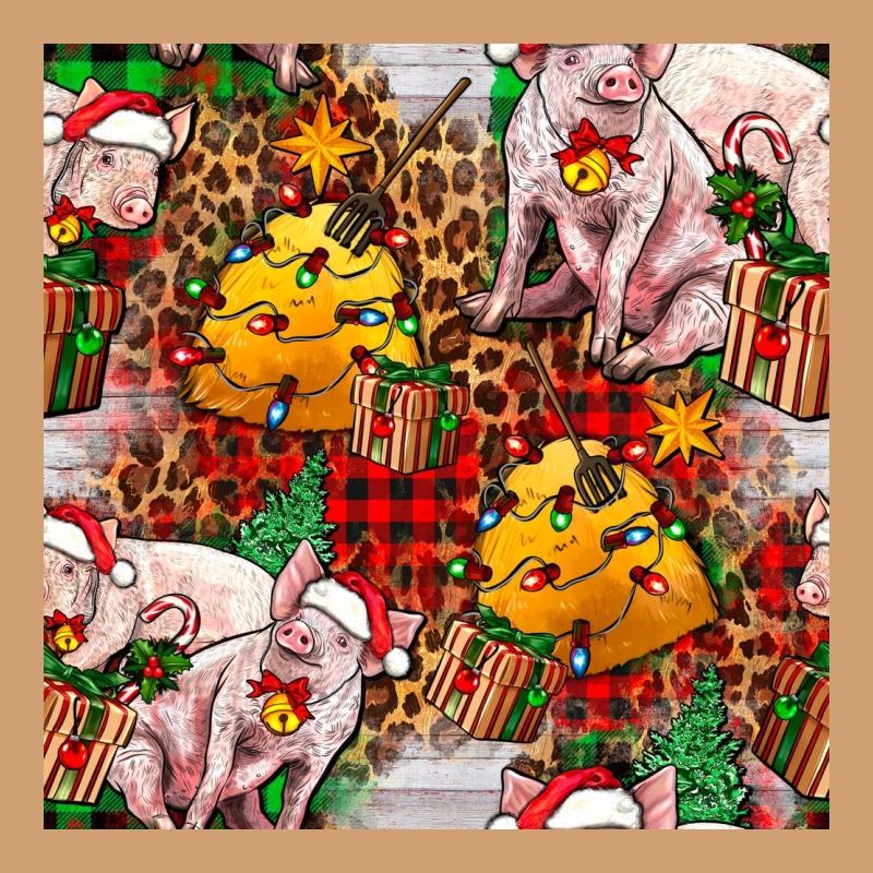 Christmas Pig  Tartan With  Hay And Christmas Ligh Vintage Tee by FaDigitalArtStudio | Teevron