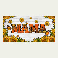Sunflowers And Butterflies Mama License Plate Urban Heavy Tee | Teevron