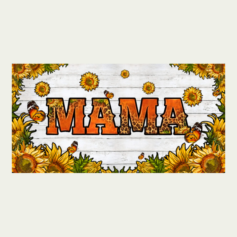 Sunflowers And Butterflies Mama License Plate Urban Heavy Tee by HRA Design Shop | Teevron