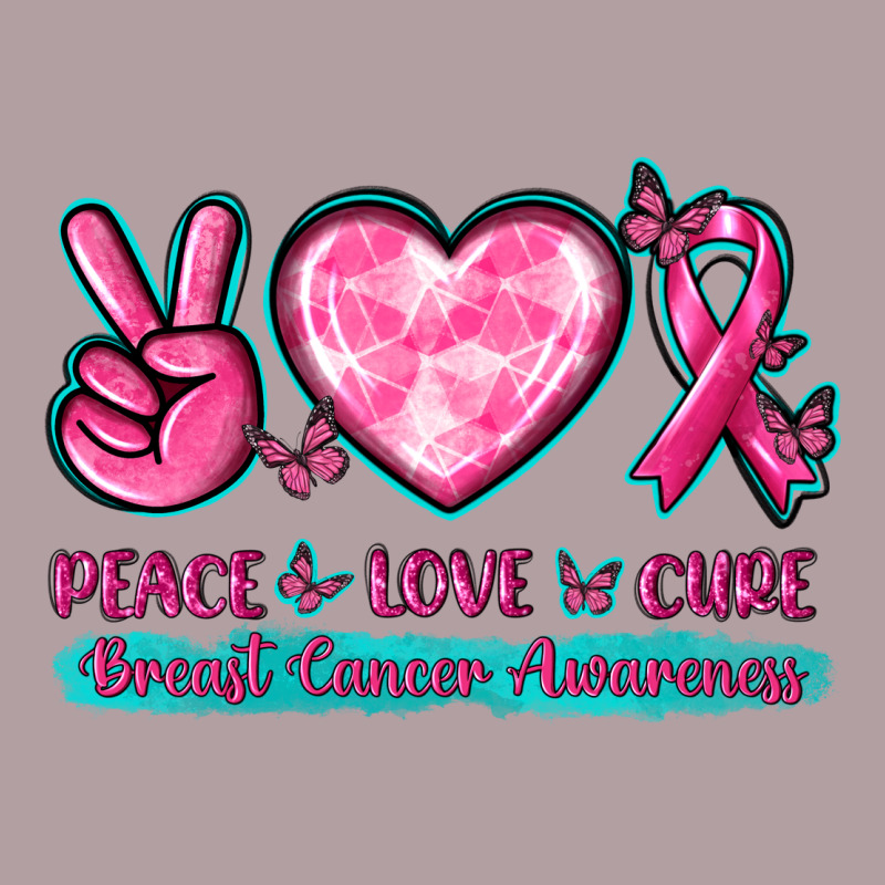 Peace Love Cure Breast Cancer Awareness Vintage Hoodie by texasbilliewilder | Teevron